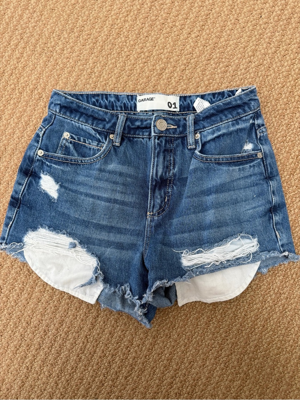 Garage Women's Distressed Denim Jean Shorts in Blue size 1